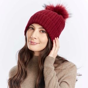 White + warren cashmere red beanie hat